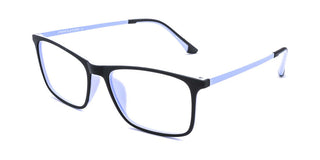 Maxima Unisex Matte Black & Blue Square Beta Titanium Glasses