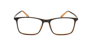 Maxima Unisex Matte Black & Orange Square Beta Titanium Glasses