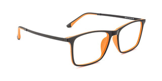 Maxima Unisex Matte Black & Orange Square Beta Titanium Glasses