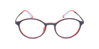 Maxima Unisex Matte Blue & Red Round Beta Titanium Glasses