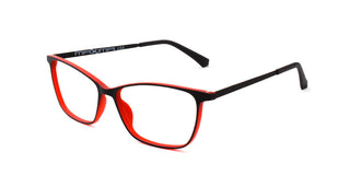 Maxima Women Matte Black & Red Cat Eye Beta Titanium Glasses