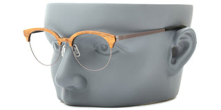 Maxima Brown Matte Wood Series Stainless Steel Round Reading Glasses